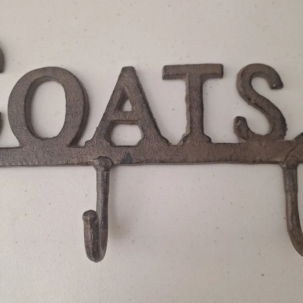 Vintage Cast Iron Metal 3 Arm Coat Hook Rack Wall Hanging Heavy 14